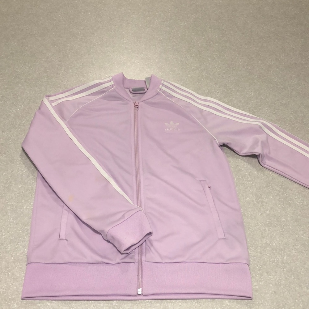 Adidas light purple zip up size YOUTH LARGE